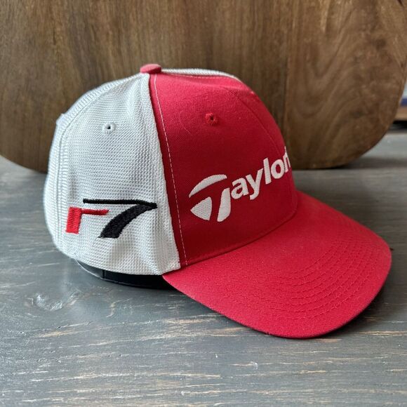 TaylorMade Tmax Gear F7 Embroidered Red & White Snapback Golf Hat Cap - Picture 3 of 7